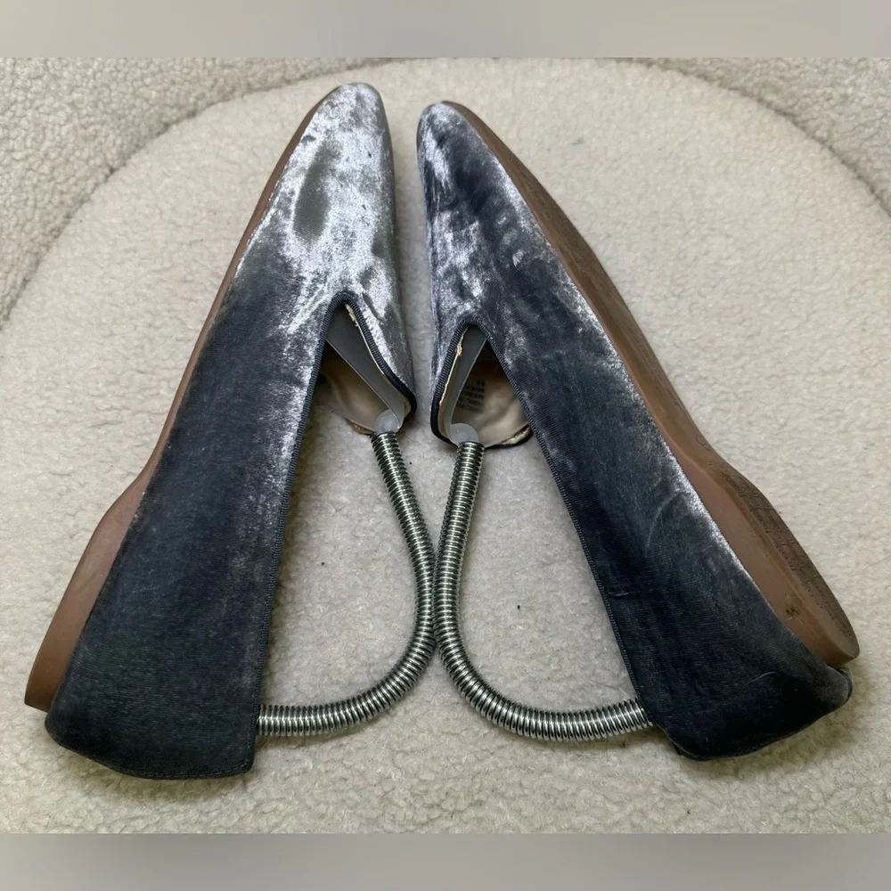 Birdies Starling velvet loafers grey gray silver slip-ons preppy fall winter 9.5